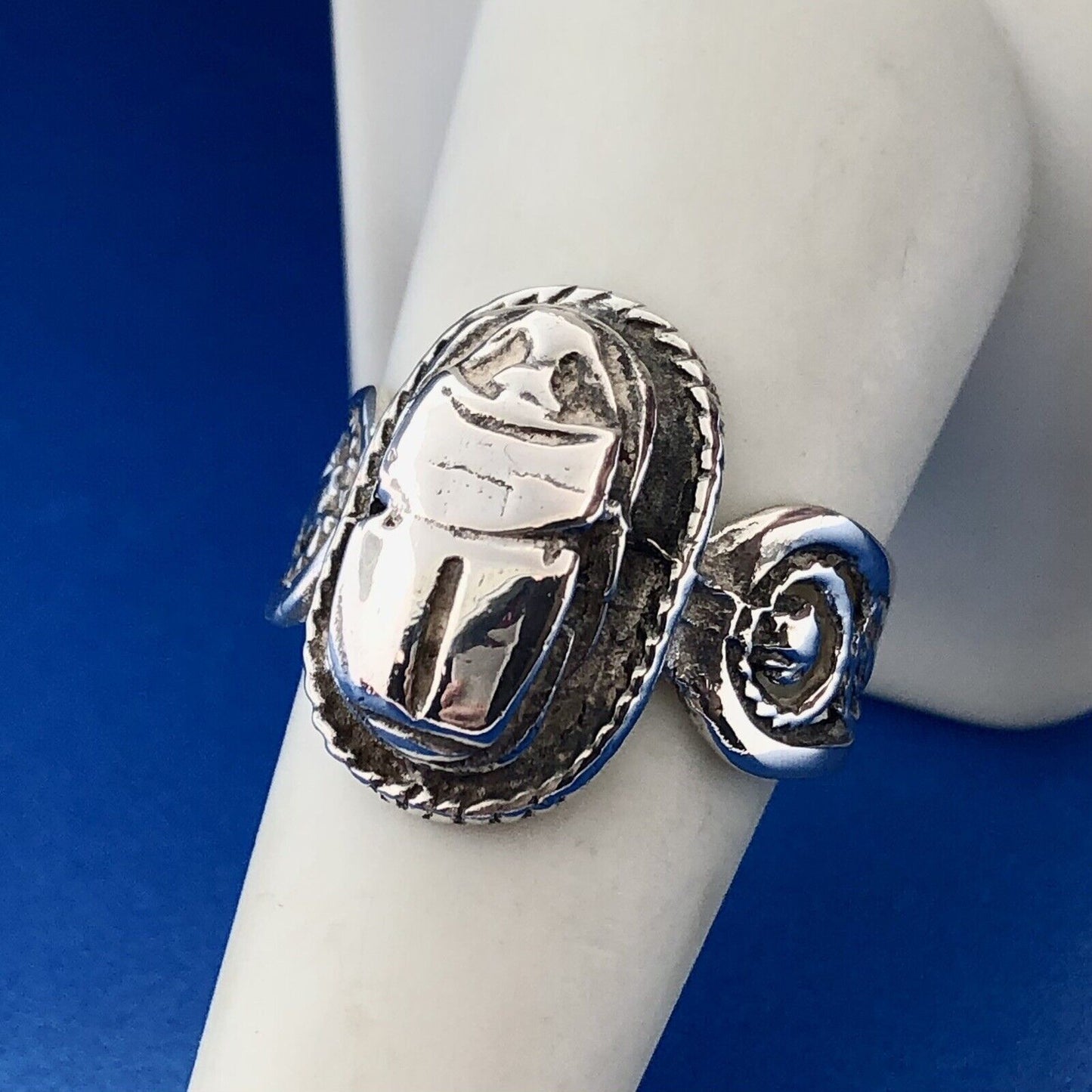 Estate Art Deco Art Nouveau European Marked Sterling Silver Scarab Ring
