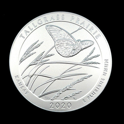2020 P America The Beautiful Kansas Tallgrass Prairie 5 oz Silver Quarter Coin