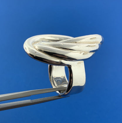 Vintage 925 Sterling Silver Modernist Crop Circle Swirl Statement Finger Ring