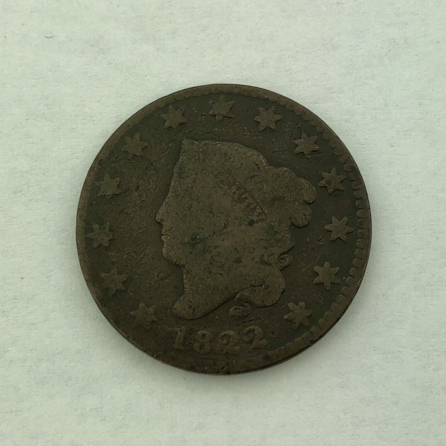 1822 Coronet Liberty Matron Head Large Cent 1c Better Early American Copper Coin