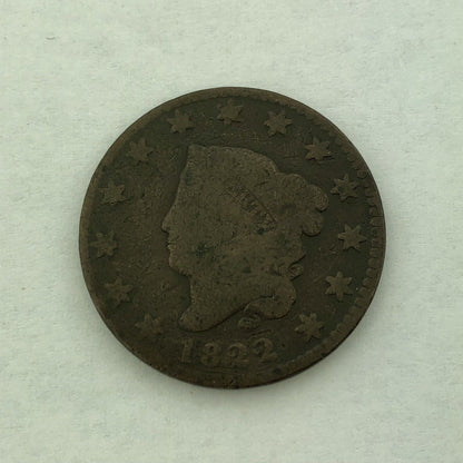 1822 Coronet Liberty Matron Head Large Cent 1c Better Early American Copper Coin