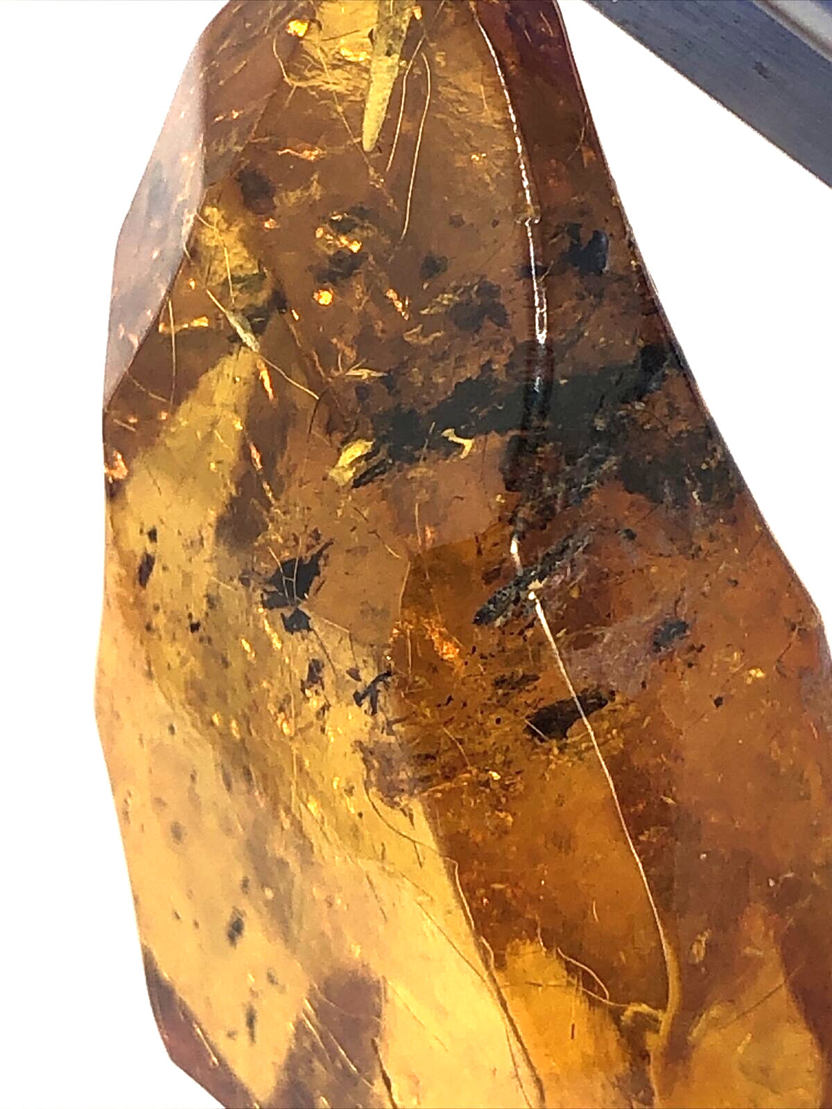 Vintage Large Orange Amber Crystal Healing Statement Pendant