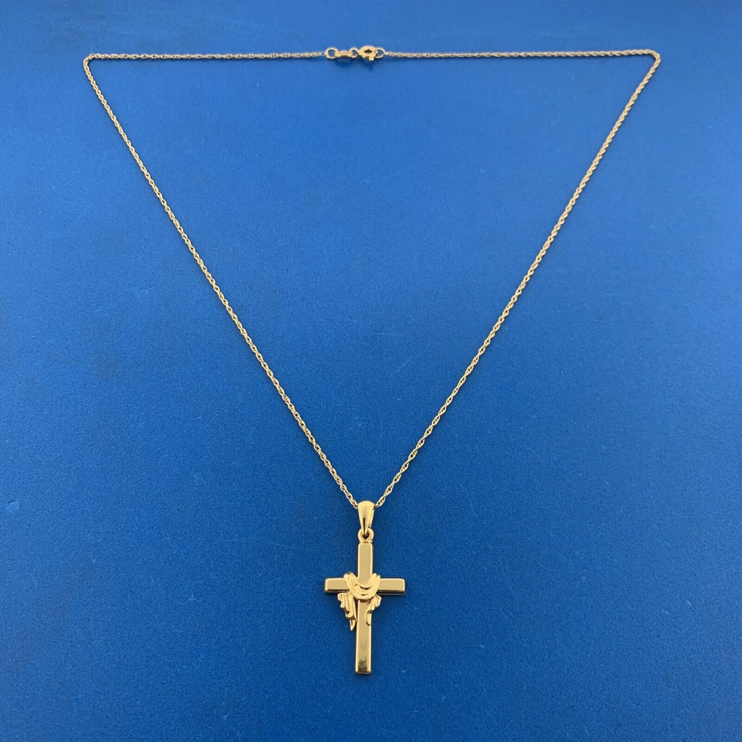Designer JCM Vermeil Sterling Silver 925 Religious Cross 18" Chain Necklace