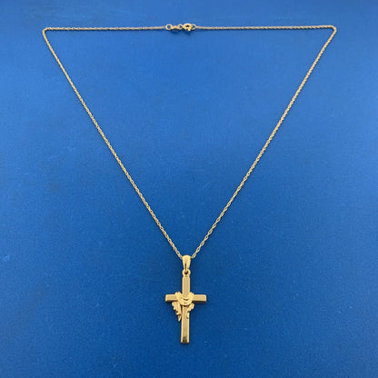 Designer JCM Vermeil Sterling Silver 925 Religious Cross 18" Chain Necklace