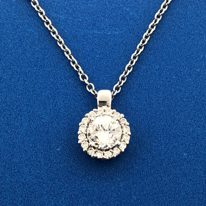 Exquisite 925 Sterling Silver Cubic Zirconia CZ Solitaire Halo Eternity Necklace