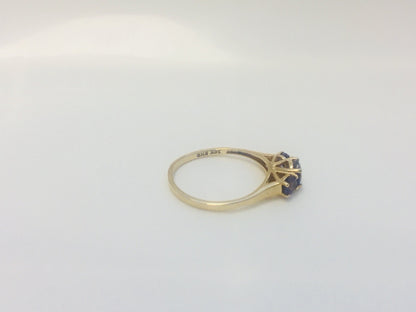 14K Yellow Gold Tanzanite Trio Bridal Anniversary Cocktail Ring