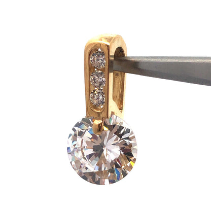 Designer 14K Yellow Gold Cubic Zirconia CZ W/Accents Statement Drop Pendant