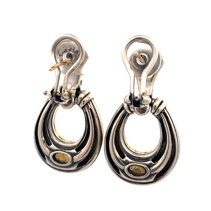 Designer Lagos Caviar 925 Sterling Silver 18K Gold Loop Dangle Stud Earrings