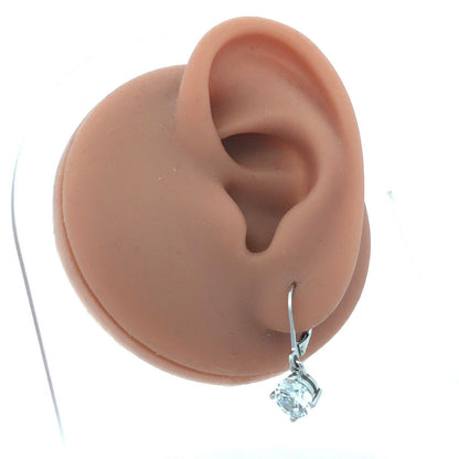 Designer JCM 25 Sterling Silver Round Diamonique Cubic Zirconia Dangle Earrings