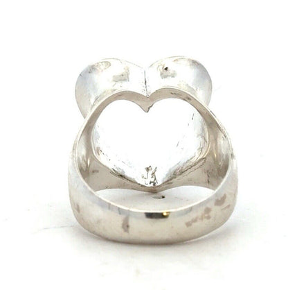 Designer 925 Sterling Silver Open Cutout Heart Love Valentine's Modernist Ring