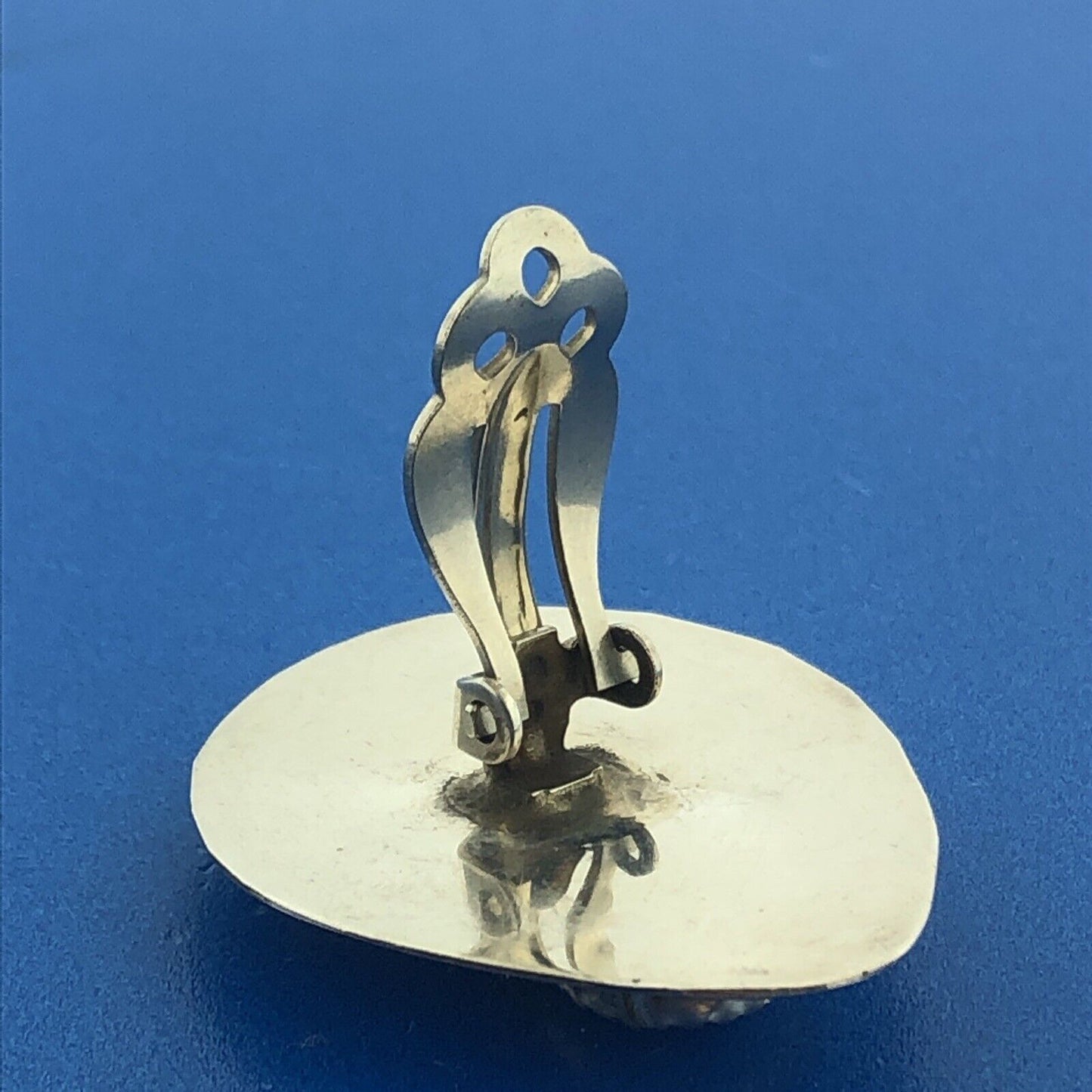 Native American Old Pawn 925 Sterling Silver Turquoise Bear Claw Clip Earrings