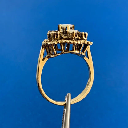 Designer Vintage SB Opal & Garnet 14K Yellow Gold Statement Ring