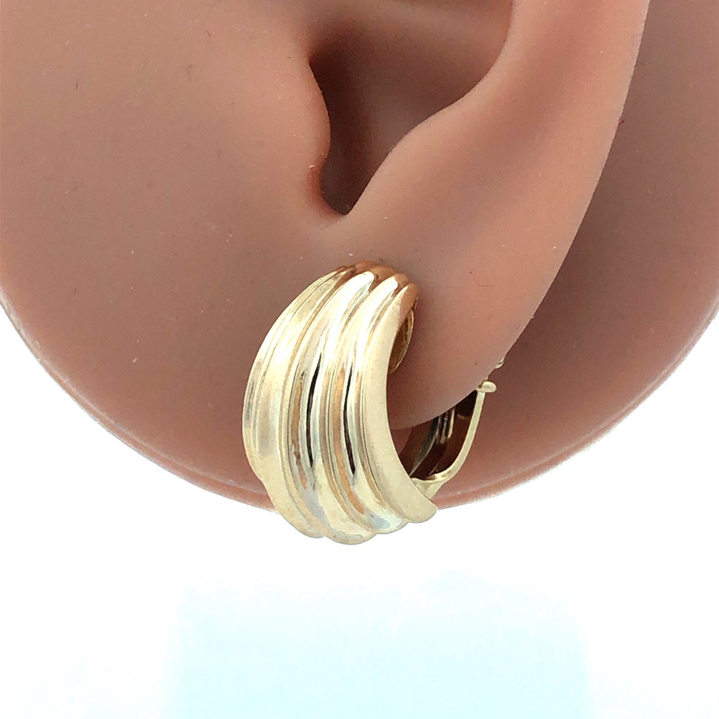 Designer Tiffany & Co. 14K Yellow Gold Textured Chunky Clip On Stud Earrings