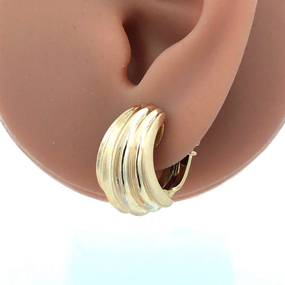 Designer Tiffany & Co. 14K Yellow Gold Textured Chunky Clip On Stud Earrings