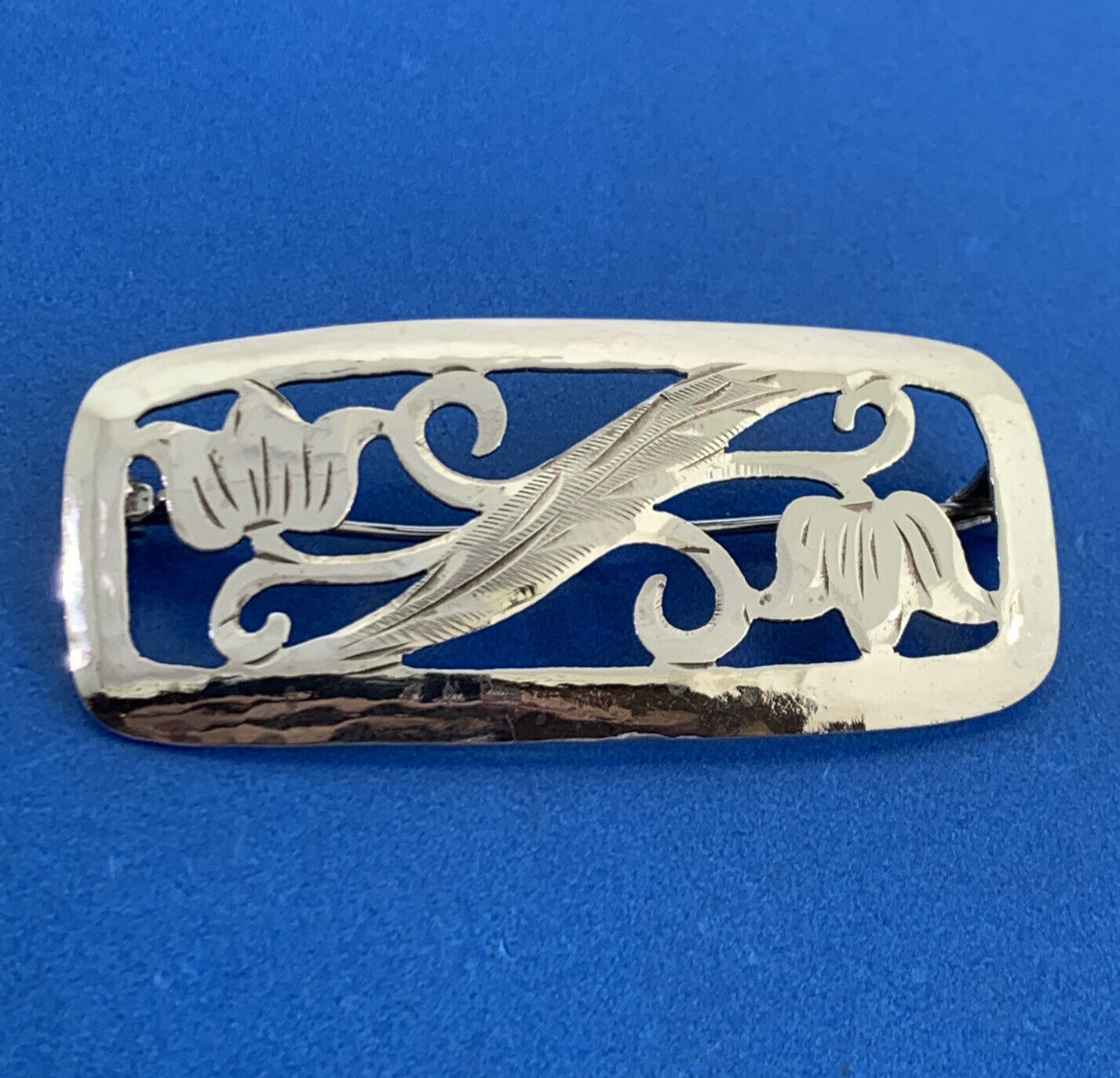 1940's Handarbeit Germany 835 Fine Silver Floral Scroll Cutout Antique Pin Brooc