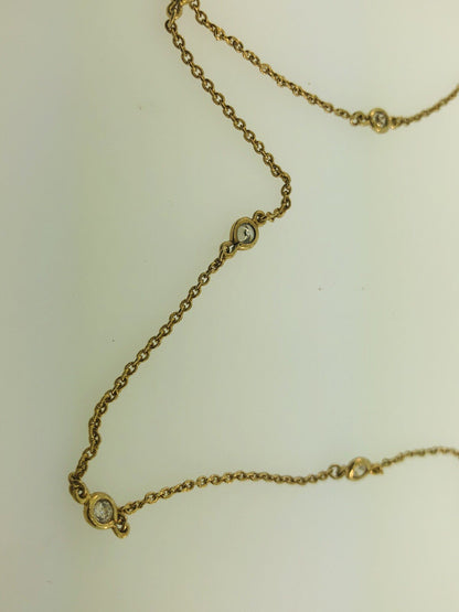 FAS Vermeil Sterling Silver 925 Round Cubic Zirconia CZ Station Necklace