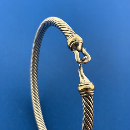 David Yurman DY Sterling Silver 925 18K Classic Cable Buckle 4 MM Cuff Bracelet