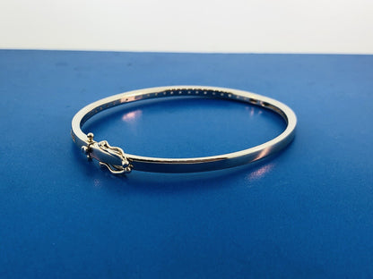 Designer SW Stunning Sterling Silver 925 Cubic Zirconia Hinged Bangle Bracelet