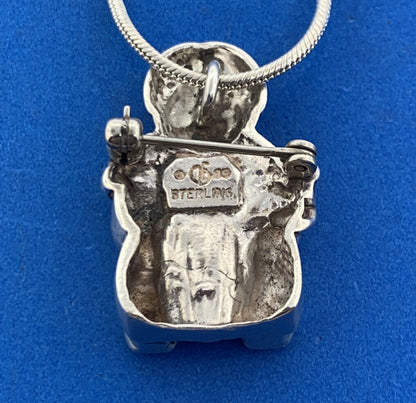 Vintage Native American 925 Sterling Silver Woman Children Storyteller Necklace