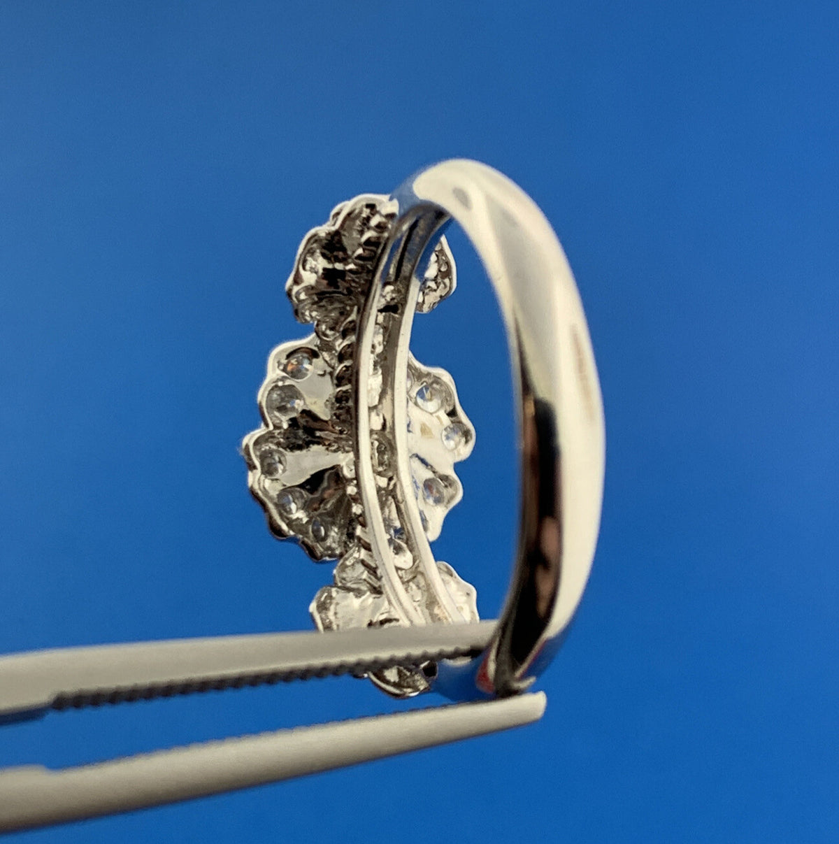 Designer EA China Sterling Silver 925 Cubic Zirconia CZ  Flower Cluster Ring