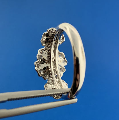Designer EA China Sterling Silver 925 Cubic Zirconia CZ  Flower Cluster Ring