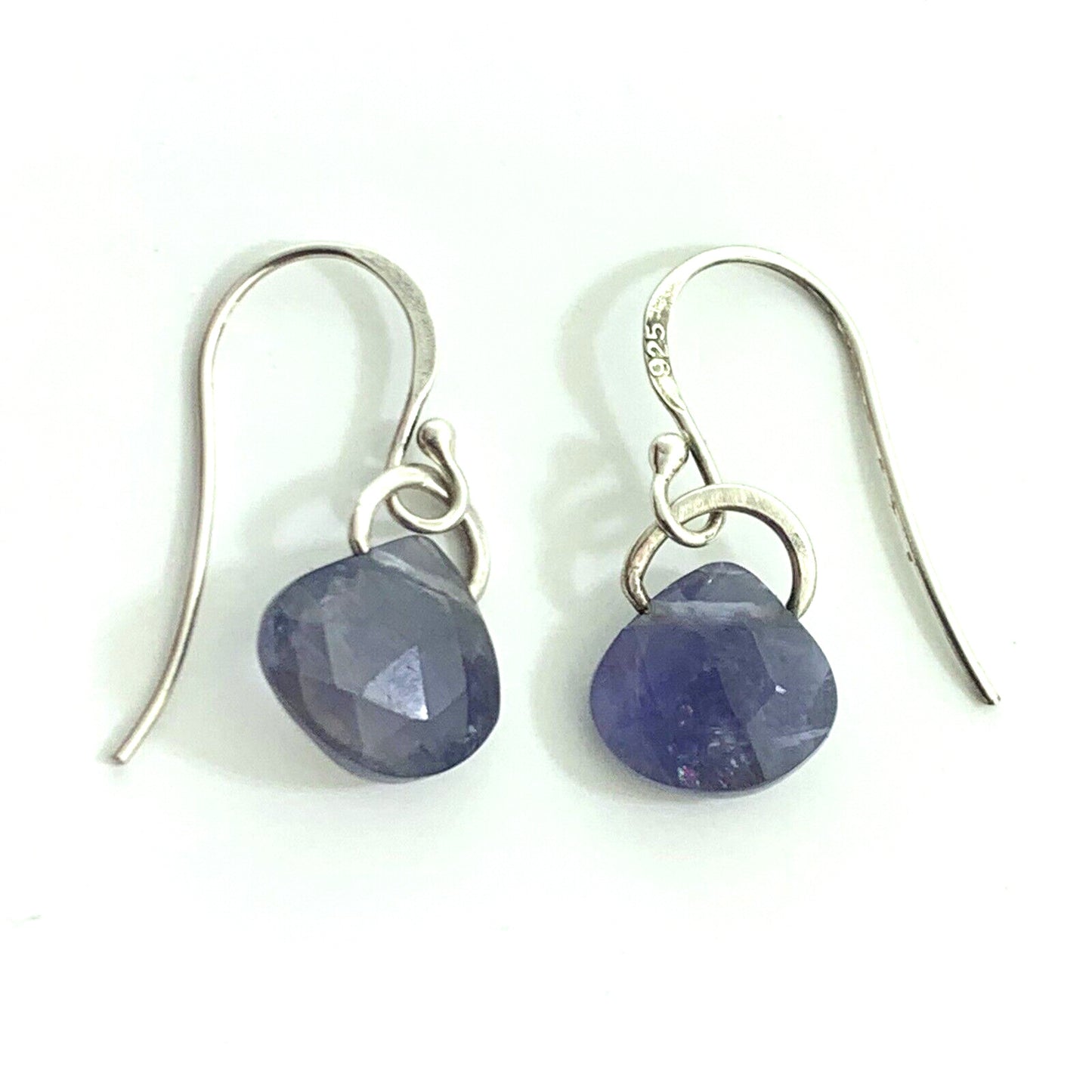 925 Sterling Silver Pear Cushion Cut Tanzanite Drop Dangle Hook Earrings