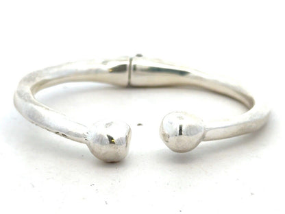 Vintage UNO 925 Sterling Silver Oval Hinged Ball Cuff Bracelet