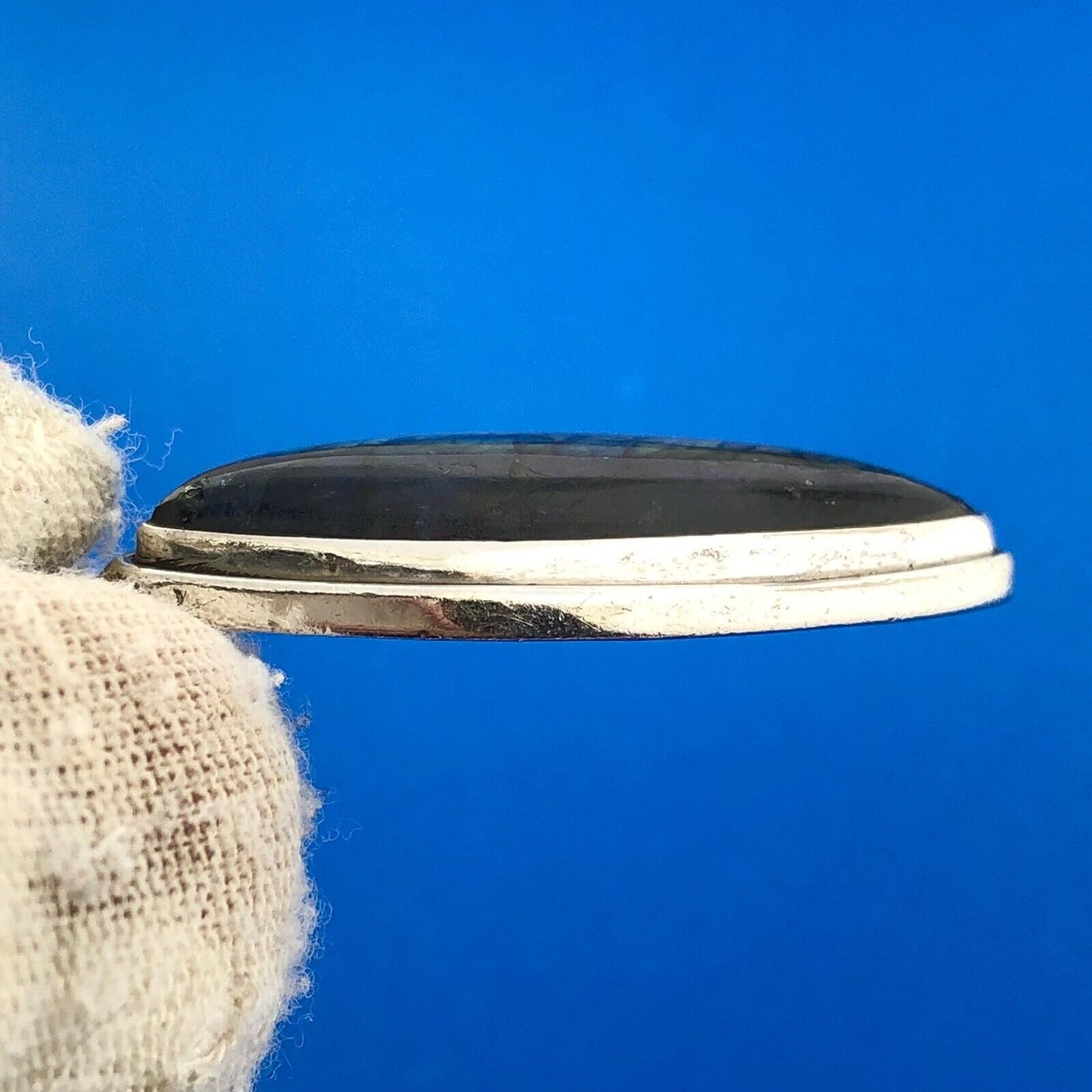 Lovely Sterling Silver 925 Iridescent Cabochon Labradorite Teardrop Pendant