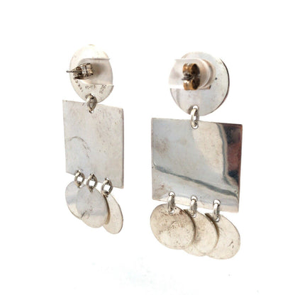 Vintage Taxco TA-01 925 Sterling Silver Square Round Retro Dangle Stud Earrings