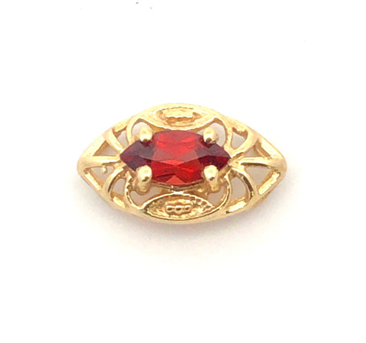 Designer 10K Yellow Gold Oval Egg Shaped Ribbed Bead Slide Bracelet Spacer Charm