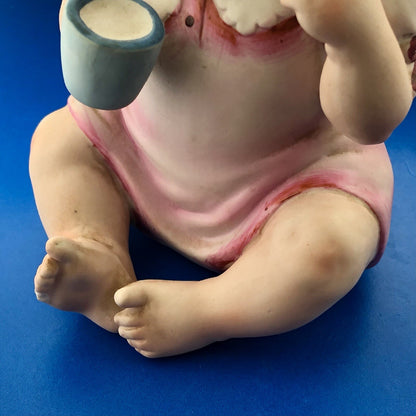Vintage Lefton China Piano Baby Girl Statue KW03499 Porcelain Statue Figurine