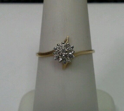10k Yellow Gold Ring with .05tcw 1/20 Diamond Cluster Size 6.25