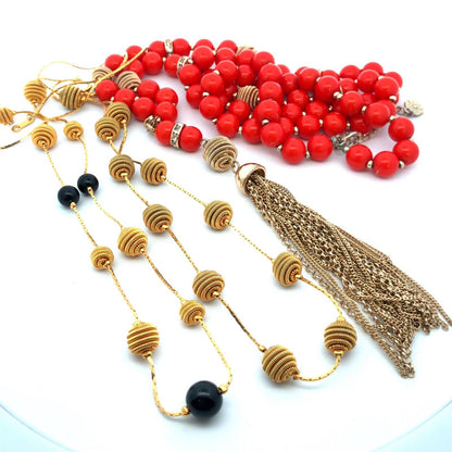 Estate Trifari Designer Beaded Modernist Swanky Lot Of 3 Layering Necklaces