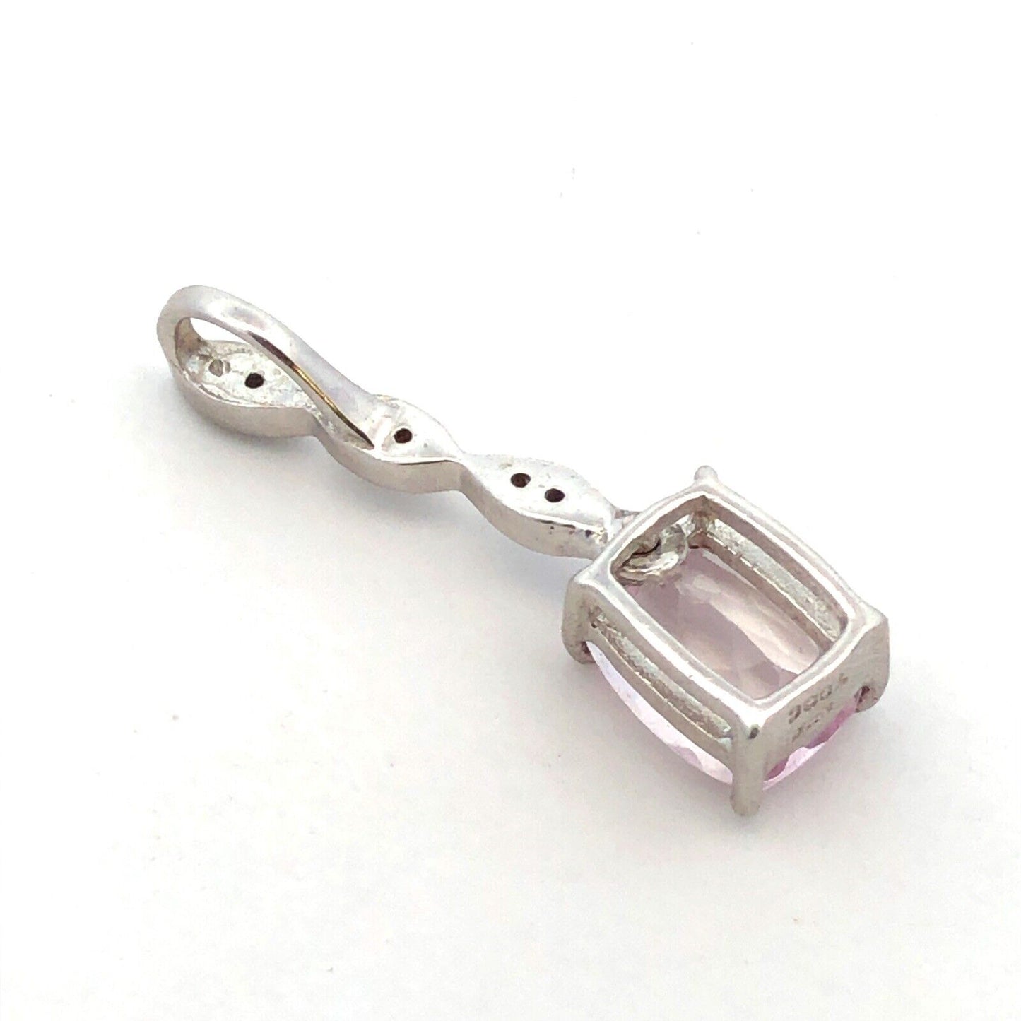 Designer TGGC 925 Sterling Silver Rectangle White Amethyst White Topaz Pendant