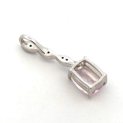 Designer TGGC 925 Sterling Silver Rectangle White Amethyst White Topaz Pendant