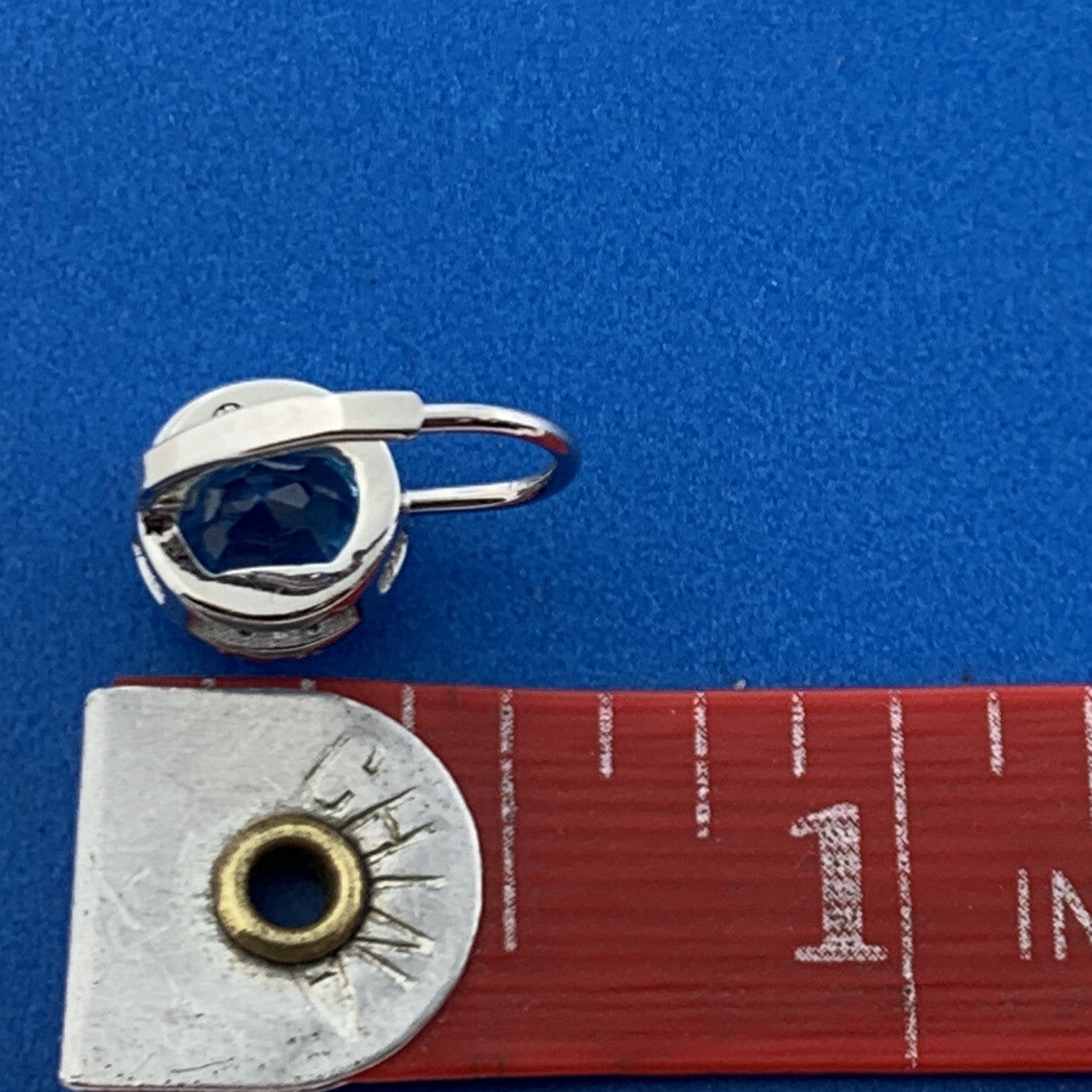 Designer 925 Sterling Silver Blue Topaz Diamond Halo Lever Back Earrings