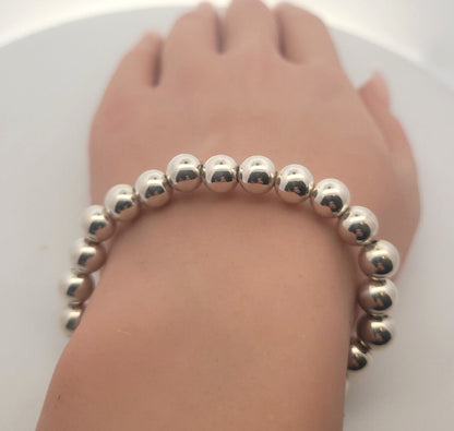 Designer Milor Italy 925 Sterling Silver Ball Bead Link Magnetic Clasp Bracelet