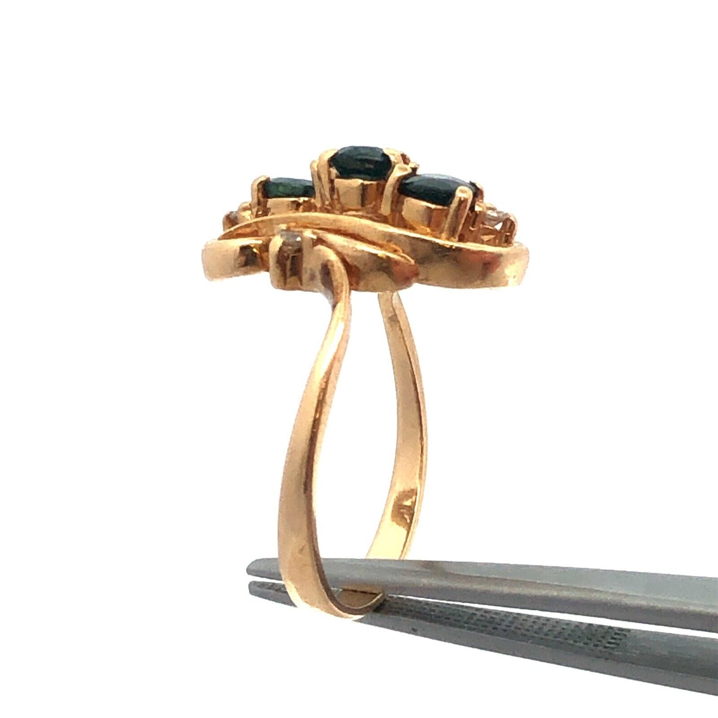 Vintage 14K Yellow Gold Sapphire Diamond Anniversary Birthstone Cocktail Ring