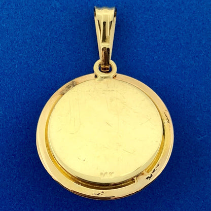 Art Nouveau Art Deco 14K Yellow Gold Aqua Turquoise Guilloche Enamel Pendant