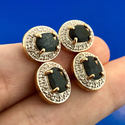Designer 925 Sterling Silver Vermeil Sapphire Two Tone Double Drop Earrings