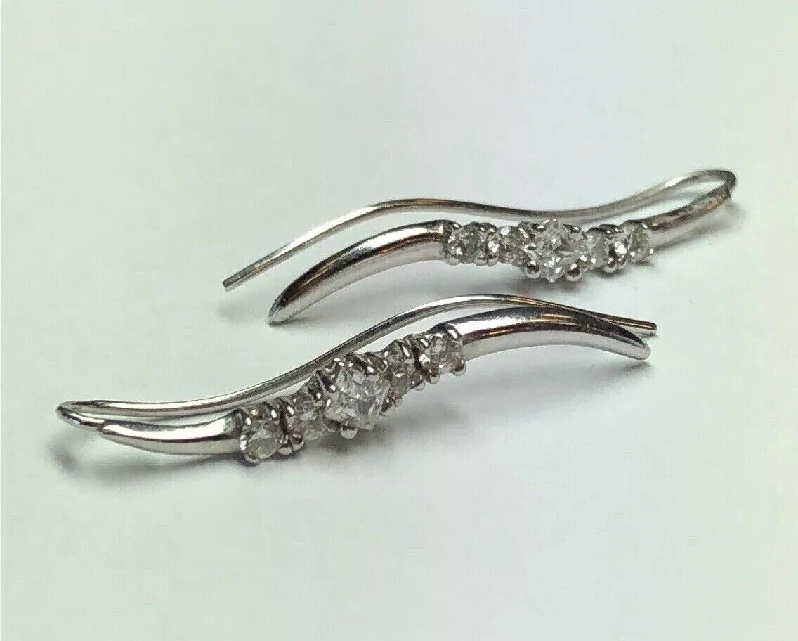 Designer Elegant 14K White Gold Cubic Zirconia Infinity Drop Dangle Earrings