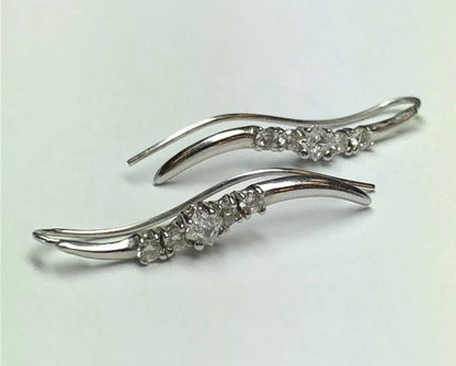 Designer Elegant 14K White Gold Cubic Zirconia Infinity Drop Dangle Earrings