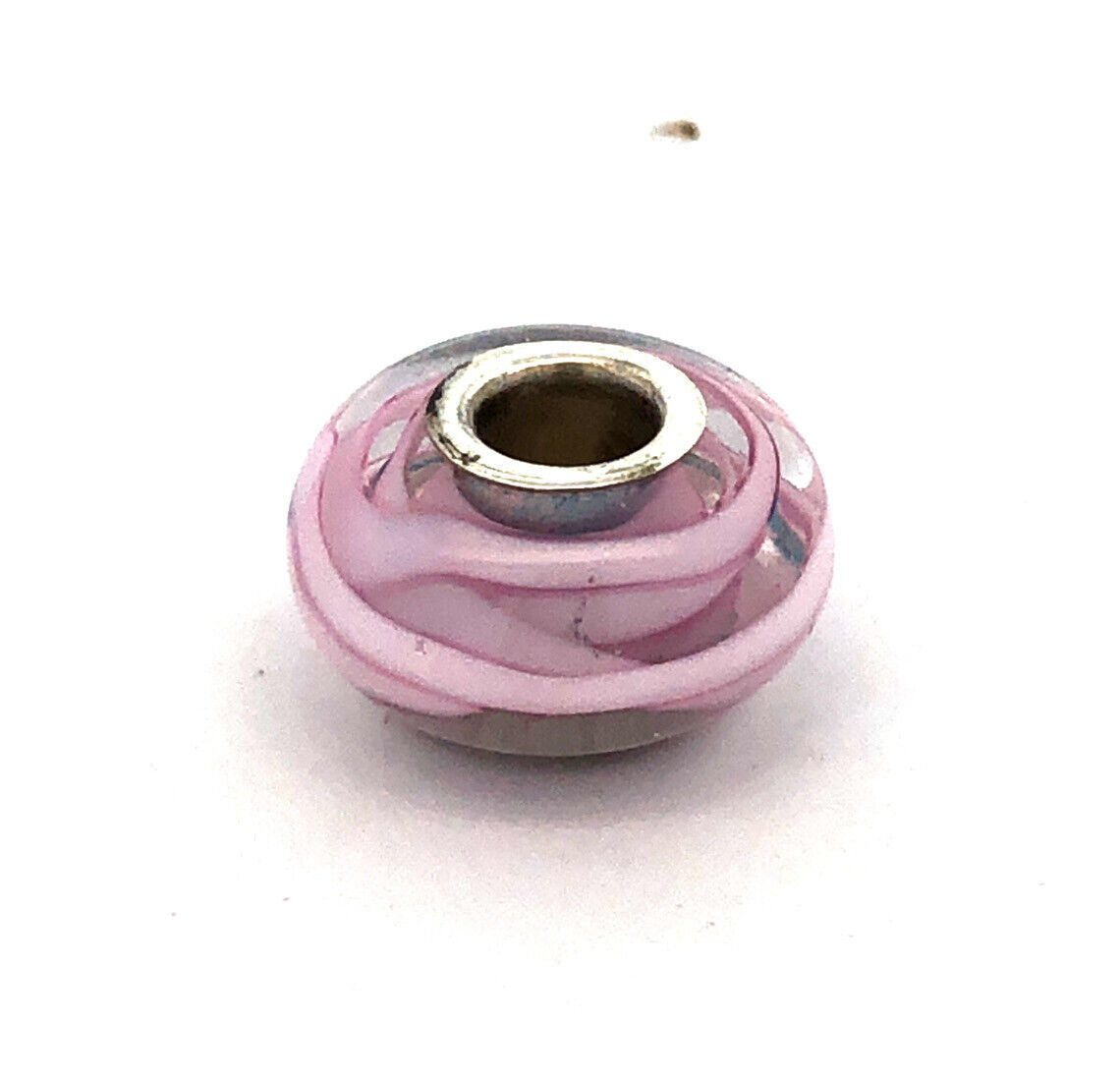 Designer Chamilia Sterling Silver Pink Swirl Murano Glass Slide Bracelet Charm