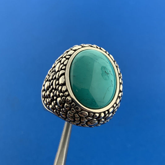 Whitney Kelly 925 Sterling Silver Oval Turquoise Pebbled Statement Dome Ring