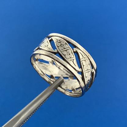 Vintage UNCAS 925 Sterling Silver Floral Design Cigar Band Ring