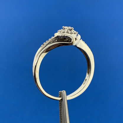 Stunning Sterling Silver 925 Round Diamond Abstract Engagement Ring Size 8 Set