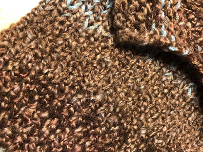 Hand Crocheted Knitted Blue Brown Newborn Baby's Two Piece Pod Hat Photography