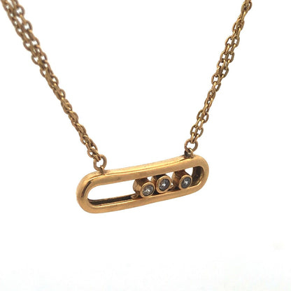Designer Pacha 18K Yellow Gold Diamond Bar Double Oval Link Chain Necklace