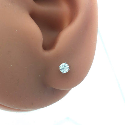 Designer Ross + Simons 14k White Gold Round Diamond Friction Back Stud Earrings