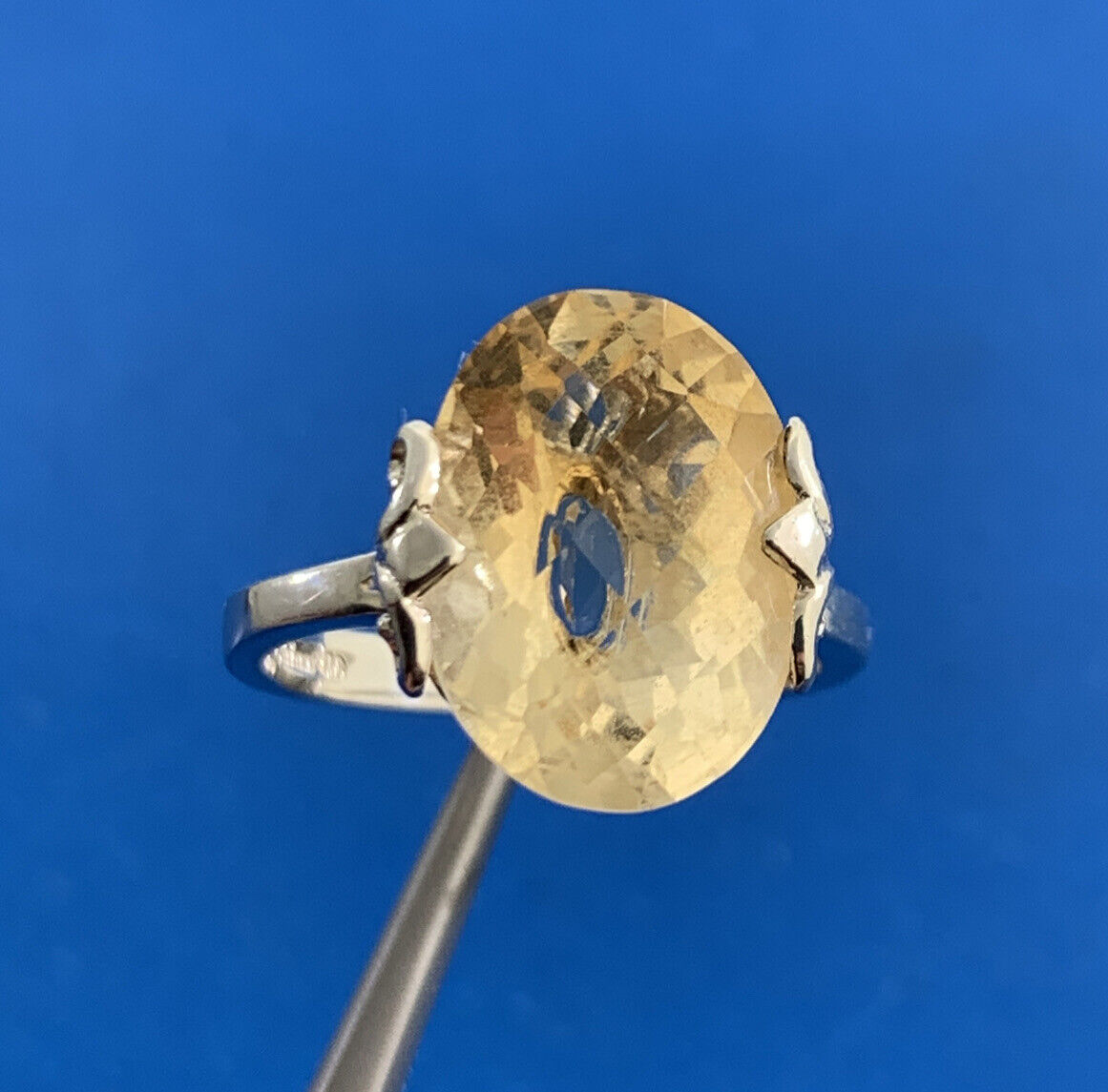 Designer Oval Citrine 925 Sterling Silver Statement Cocktail Ring